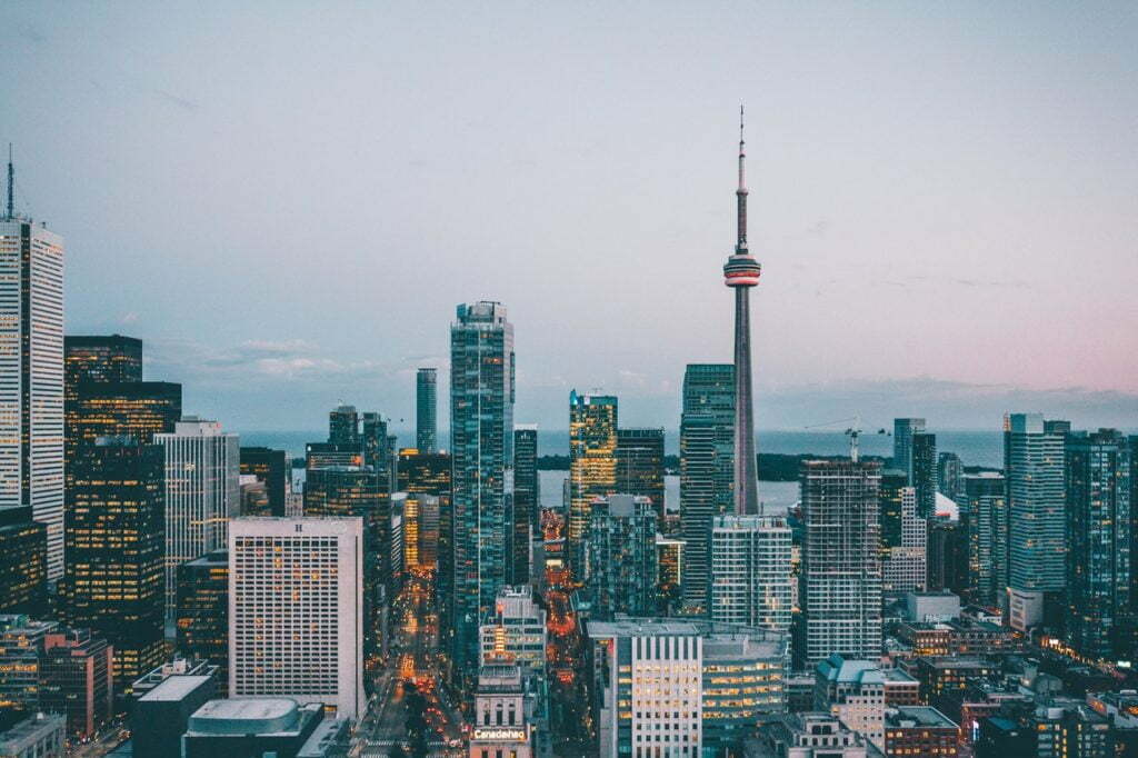 a city with tall buildings